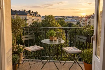 Balcony overlooking leafy streets